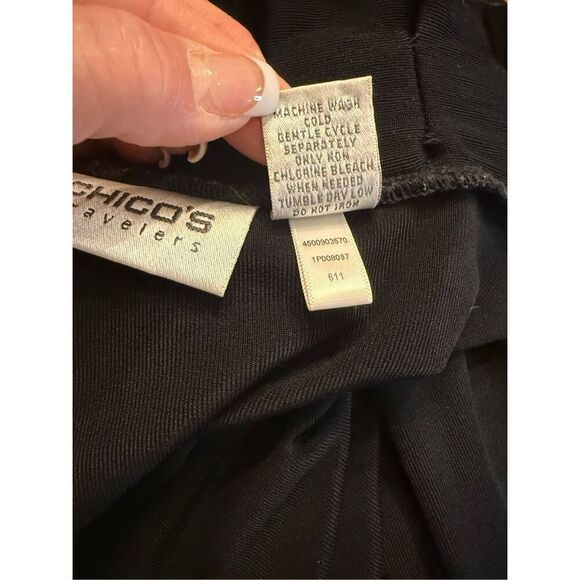 Chico’s Travelers Women’s Black Fluted Ruffle Trim Open Front Cardigan Sz. L - Picture 6 of 6